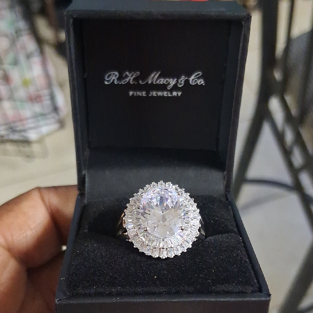 Macy's Silver Ring with Dazzling Clear Stone